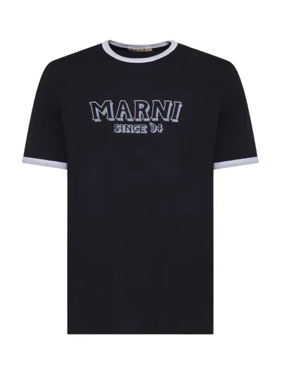 Marni Cotton T-shirt With Logo In Black