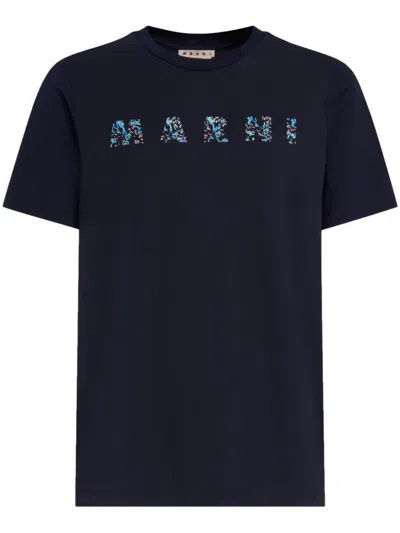 Marni Cotton T-shirt With Logo In Black
