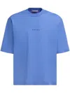 Marni Light Blue Jersey Mini Logo T-shirt In Blue
