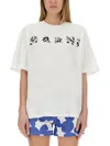 Marni Crew Neck Graphic Print Short Sleeves T-shirt In White