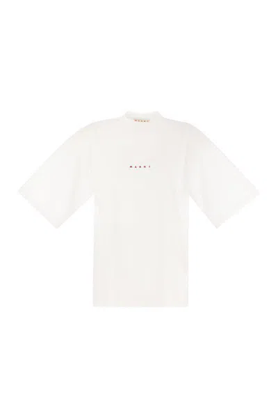 Marni Cotton T-shirt With Logo In White