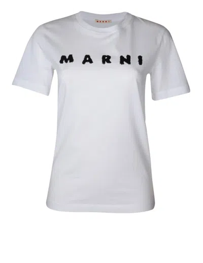 MARNI MARNI COTTON T-SHIRT WITH  SCRIBBLED LOGO