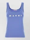 Marni Contemporary Blue Cotton Tank Top With Brushstroke Logo