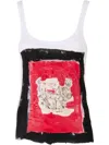 Marni White Sleeveless Top With Round Neck And Maxi Print On The Front In White