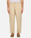 Marni Beige Organic Gabardine Trousers With Drawstring Waist In Beige