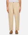 Marni Beige Organic Gabardine Trousers With Drawstring Waist In Beige