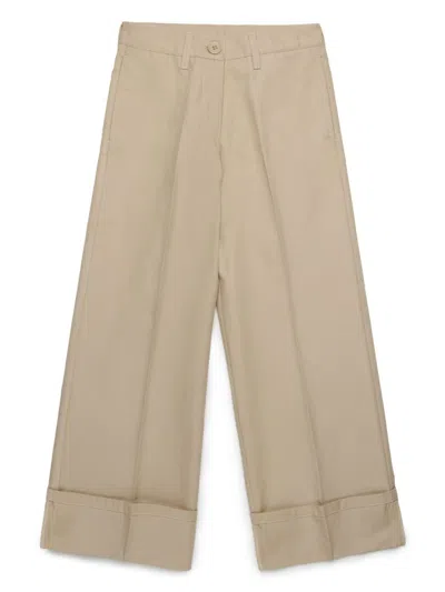 Marni Kids' Cotton Trousers In Beige