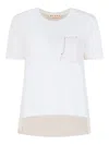 Marni Cotton T Shirt Logo Embroidery Chest Pocket In White