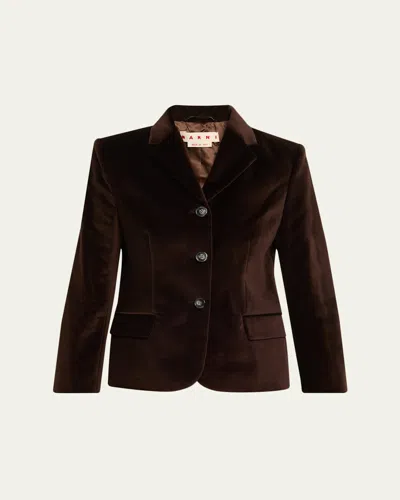 Marni Cotton Velvet Single-breasted Jacket In Animal Print