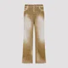 Marni Brown Flocked Denim Trousers With Back Adjuster In Brown
