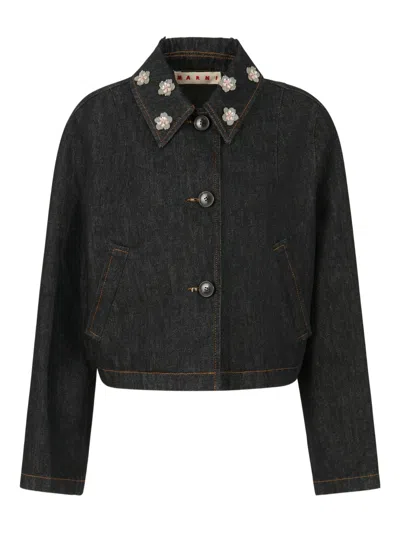 Marni Cotton Wove Jacket In Black