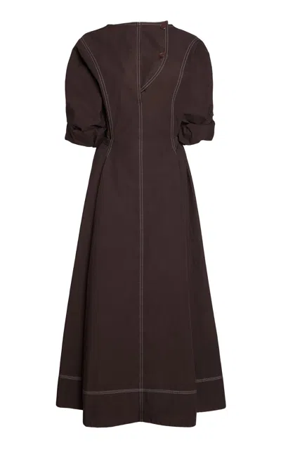 Marni Cotton Woven Maxi Dress In Brown
