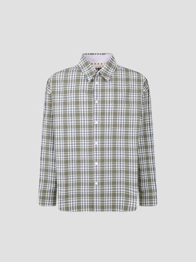 Marni Crafted Cotton Mini Shirt In Gray