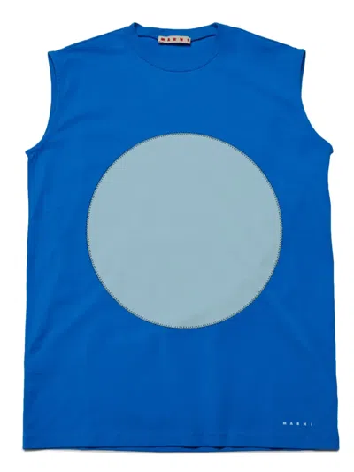 Marni Kids' Logo-print Sleeveless Top In 蓝色