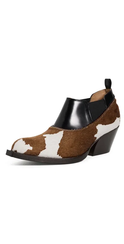 Marni Cow Print Boots Lily White/brown/black In Multi