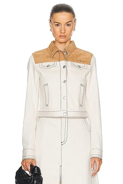 Marni White & Brown Trucker Denim Jacket In Beige