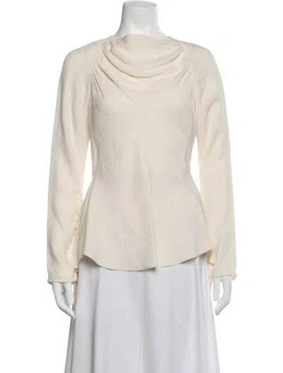 Pre-owned Marni Cowl Neck Long Sleeve Blouse In White