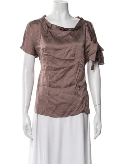 Pre-owned Marni Cowl Neck Short Sleeve Top In Neutral