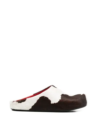 Marni Cow-print Mules In Black