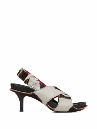 Marni Cow-print Slingback Sandals In White