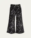 Marni Black Flocked Loose Jeans With Crayon Print In Black