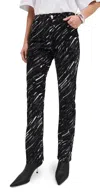 Marni Black Flocked Loose Jeans With Crayon Print In Black
