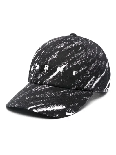 Marni Crayon-print Cap In Black