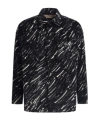 Marni Flocked Denim Oversized Shirt With Crayon Print In Black