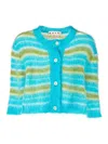 Marni Brushed Striped Cardigan In Blue