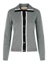 Marni Virgin Wool Cardigan With Contrasting Collar In Gray