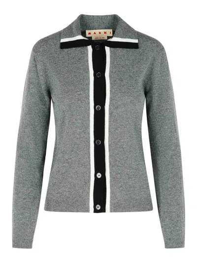 MARNI GREY VIRGIN WOOL CARDIGAN