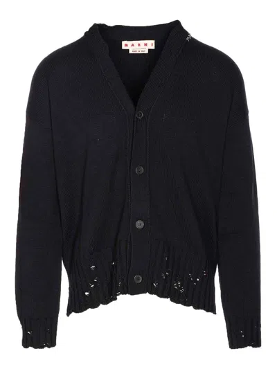 MARNI BLACK KNITTED CARDIGAN WITH BUTTONS CLOSURE