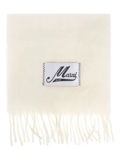 Marni Cream Alpaca Scarf With Fringes