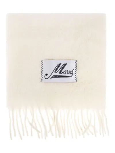 Marni Cream Alpaca Scarf With Fringes