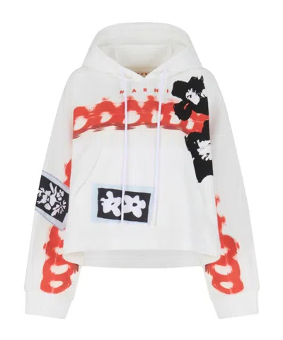 MARNI CREAM COTTON HOODIE