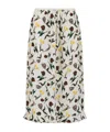 Marni Cream Envers Satin Midi Skirt With Tulips And Hares Print In Multi