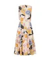 Marni Cream Poplin Midi Dress With Melodia Print In Neutral