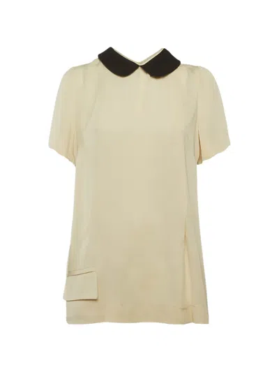Pre-owned Marni Crepe Collared Top In Neutral