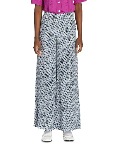 Marni Crepe De Chine Wide Leg Pants In Blue