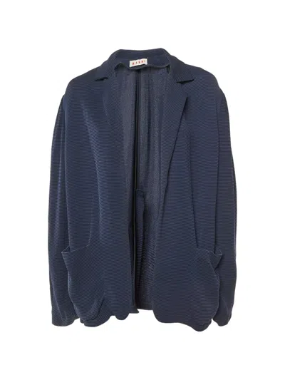 Pre-owned Marni Crepe Open-front Blazer In Blue
