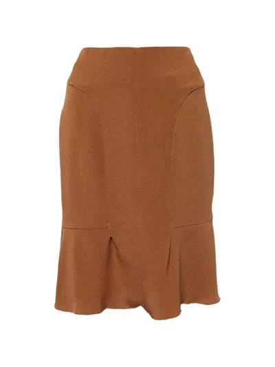 Pre-owned Marni Crepe-silk Mini Skirt In Brown