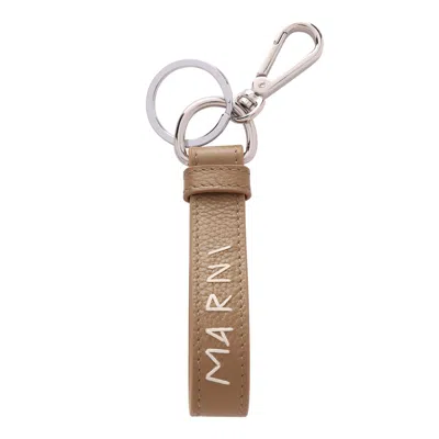 Marni Creta Calf Leather Keychains In Brown