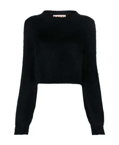 Marni Crew-neck Brushed Jumper In Black
