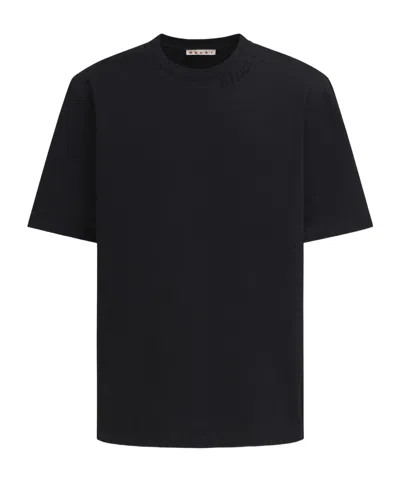 Marni Oversized Organic Cotton T-shirt In Black