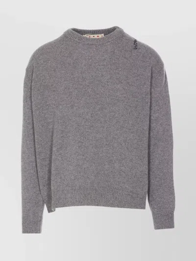 Marni Crew Neck Embroidered Detail Long Sleeves In Grey