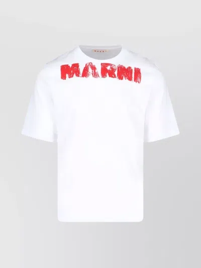 Marni Crew Neck Graphic Print Short Sleeves In White
