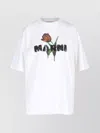 Marni White Crewneck T-shirt With Logo Lettering And Logo Print On The Front