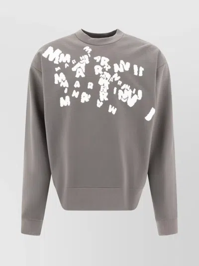 Marni Crew Neck Graphic Print Sweatshirts In Gray