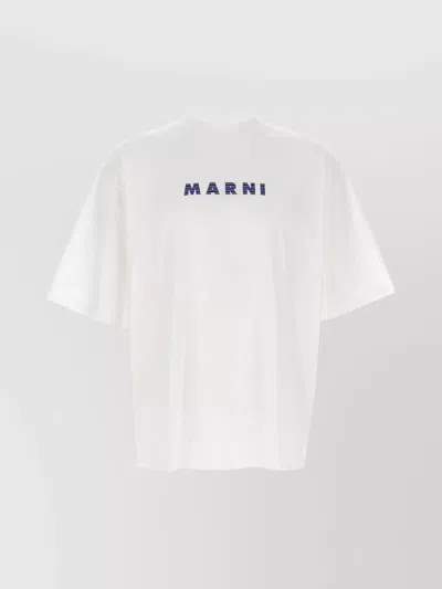 Marni Crew Neck Logo T-shirt In White