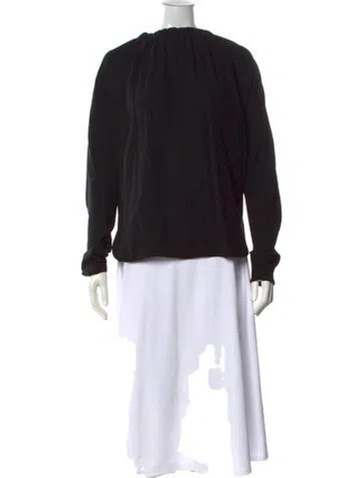 Pre-owned Marni Crew Neck Long Sleeve Blouse In Black